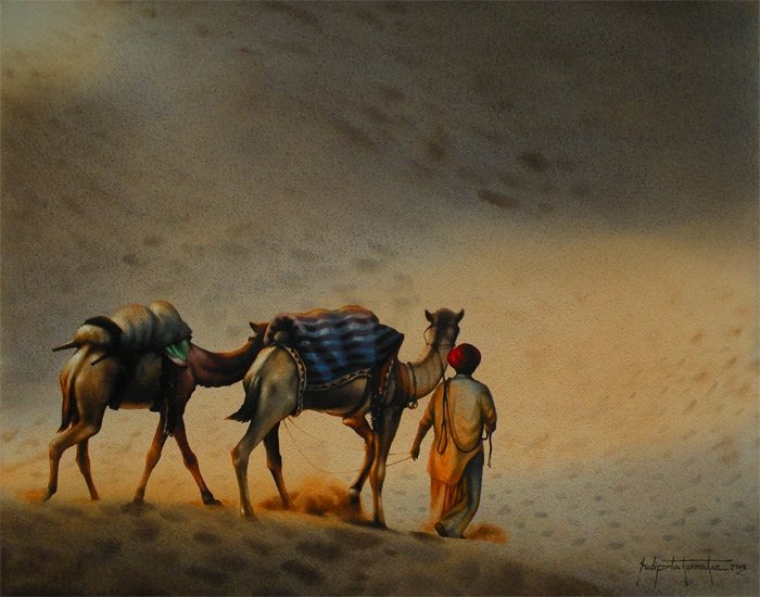 Camael Safari 3 Rajasthan series size-22x27 water colour on paper