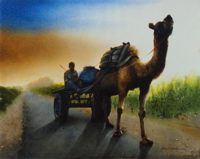 Camael safari 10 rajasthan series. size 22x27.water colour on paper